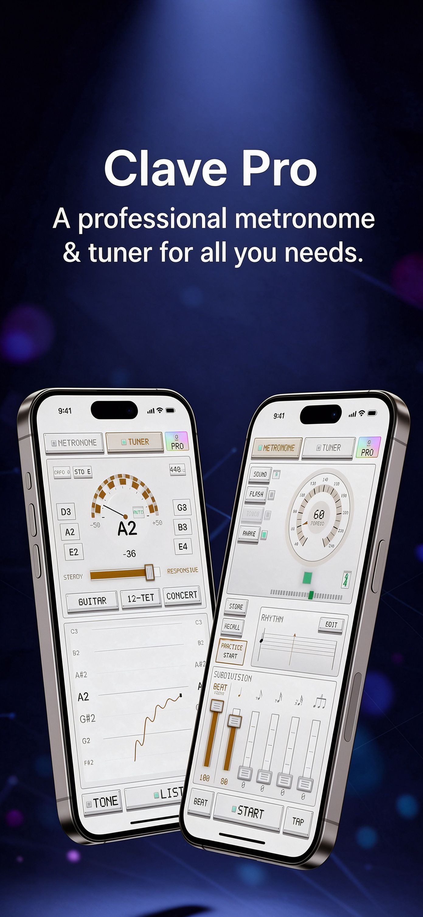 Clave Pro — a professional metronome and tuner for all your needs