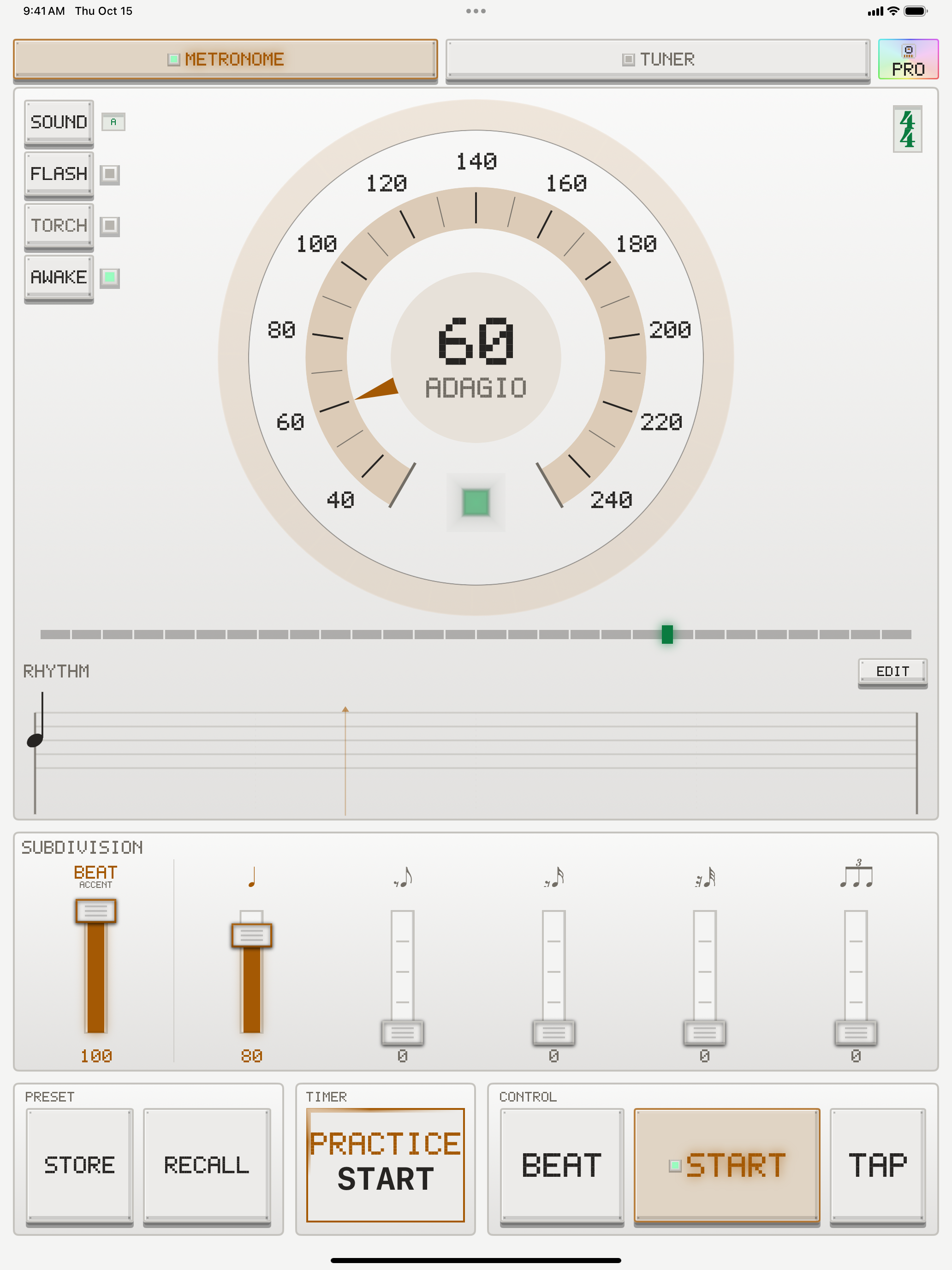 Clave Pro metronome on iPad