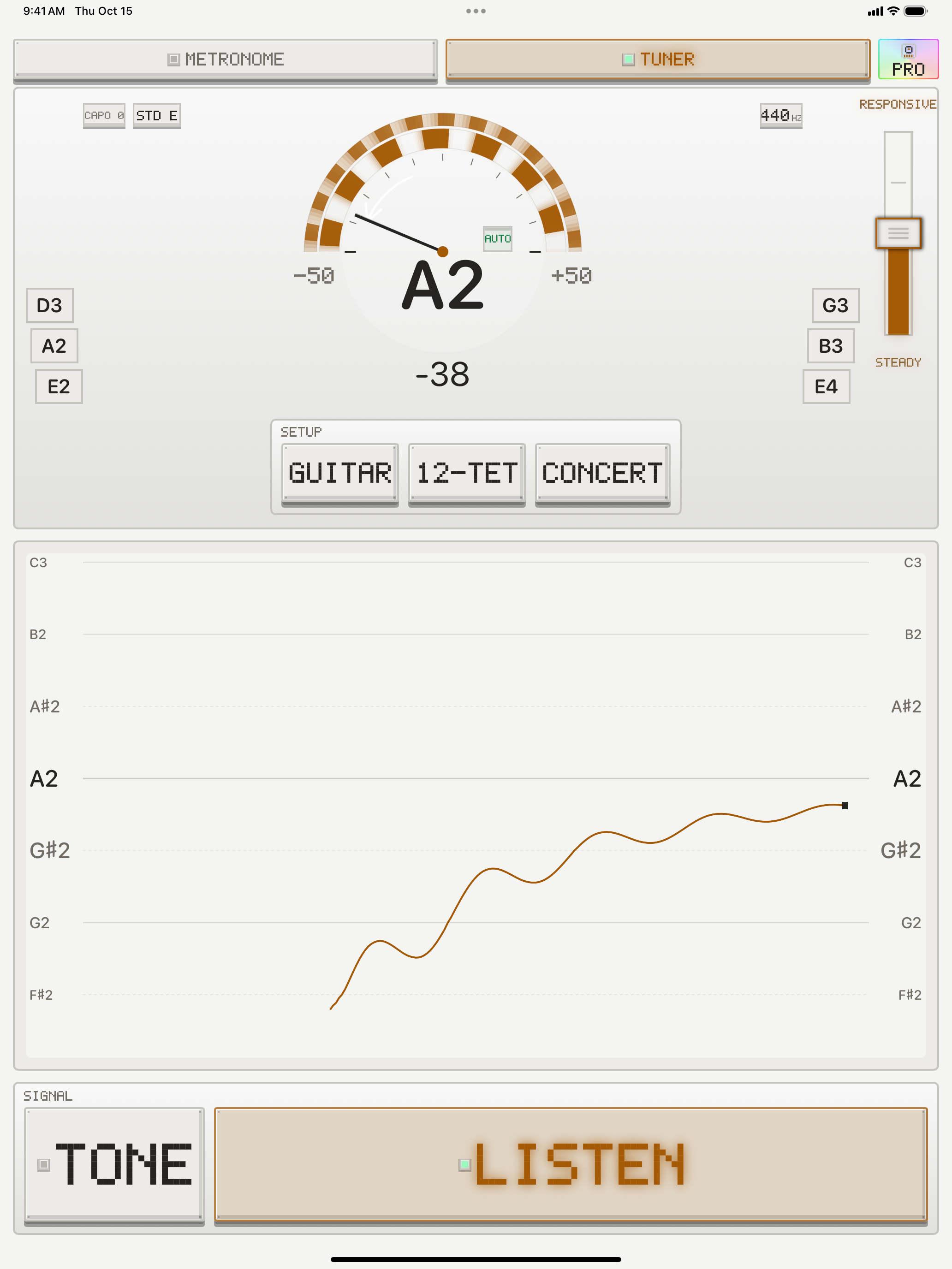 Clave Pro tuner on iPad