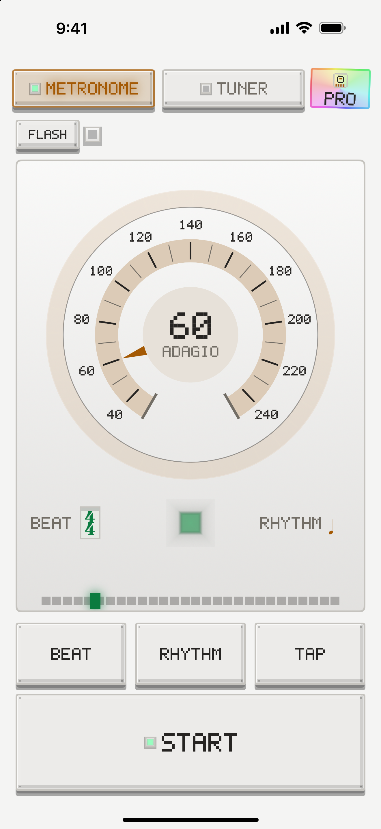 Clave metronome screen